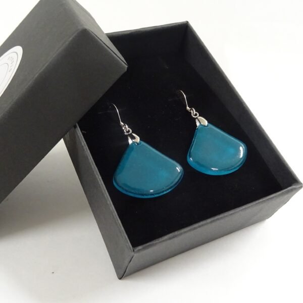 "Lily" Fused Glass Earrings - Peacock